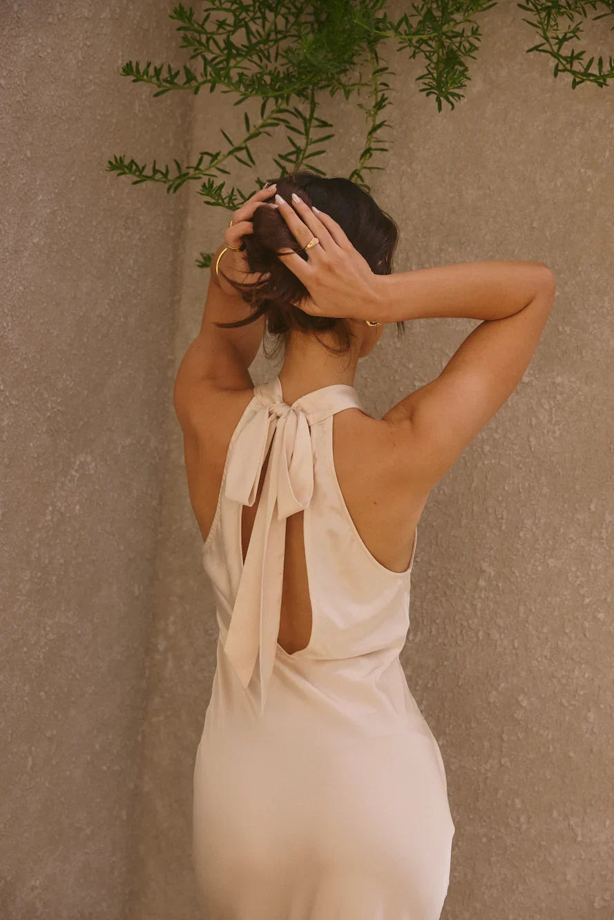 Mermaid High Neck Sleeveless Backless Ankle-Length Prom Dress