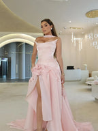 Mermaid Prom Dress Off Shoulder 3D Flower Lace Blush Pink Train Showstopper Gown For Prom Night