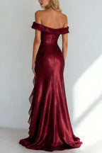 Mermaid Off the Shoulder Sleeveless Ruffles Floor-Length Prom Dress