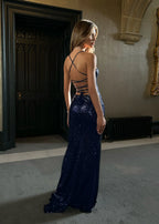 Mermaid Spaghetti Straps Sleeveless Low Back Sweep/Brush Train Prom Dress