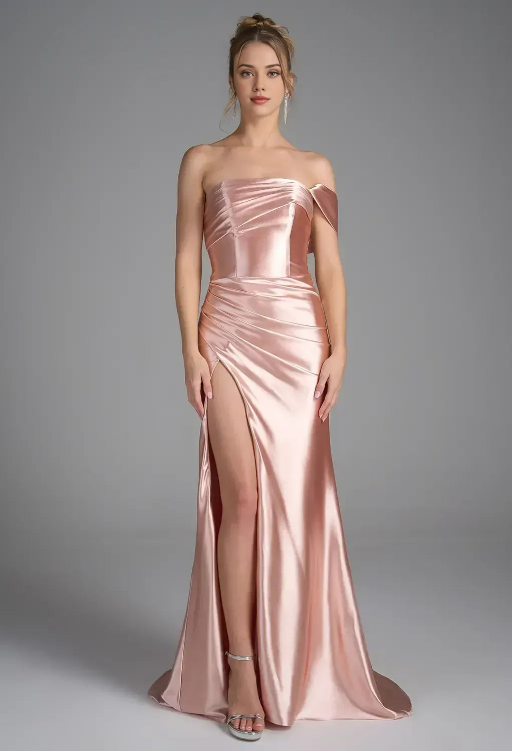 Mermaid Straight Neck Sleeveless Pleated Floor Length Prom Dress