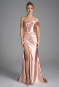 Mermaid Straight Neck Sleeveless Pleated Floor Length Prom Dress