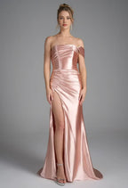 Mermaid Straight Neck Sleeveless Pleated Floor Length Prom Dress