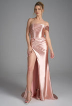 Mermaid Straight Neck Sleeveless Pleated Floor Length Prom Dress