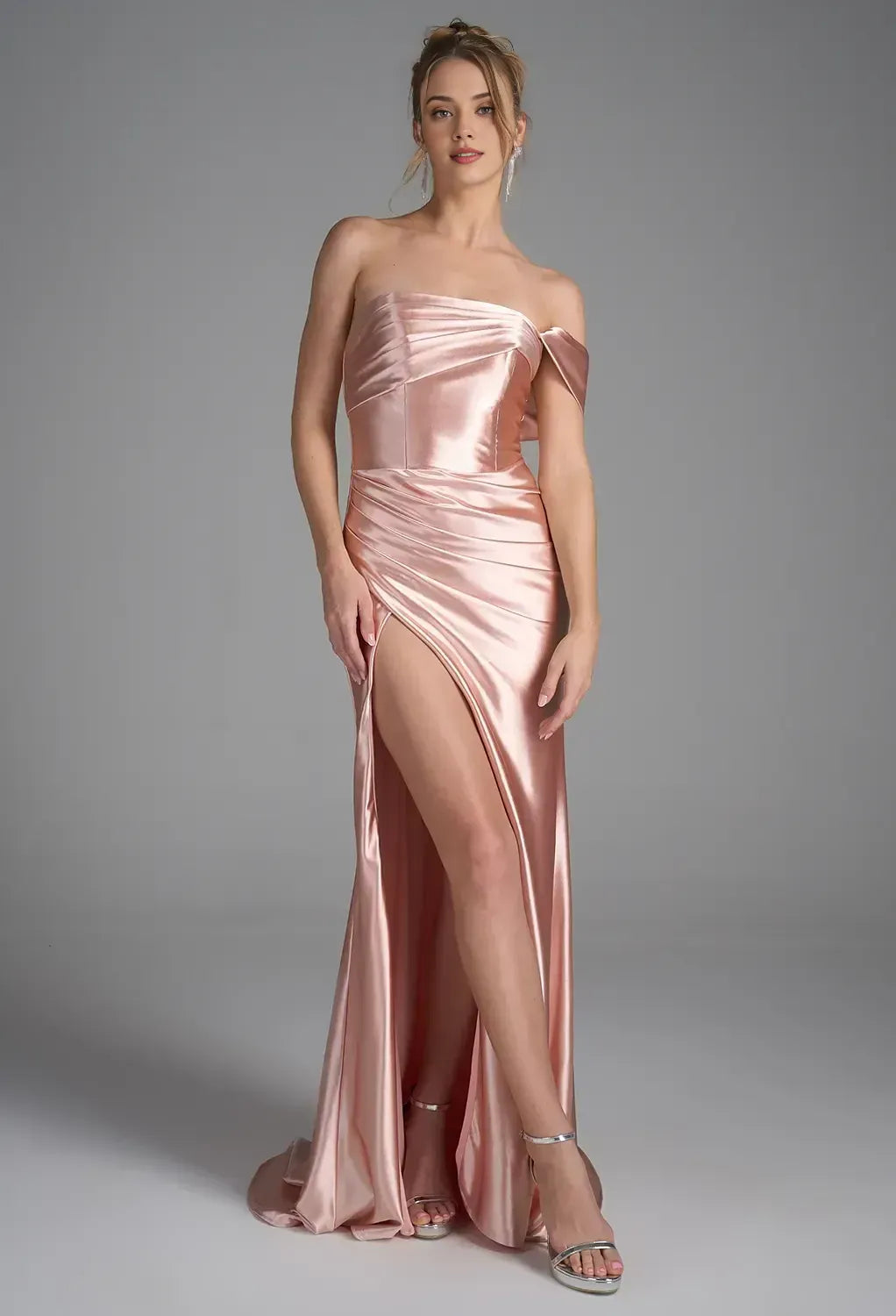 Mermaid Straight Neck Sleeveless Pleated Floor Length Prom Dress