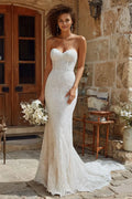 Mermaid/Trumpet Corset Sleeveless Sweep/Brush Train Wedding Dress