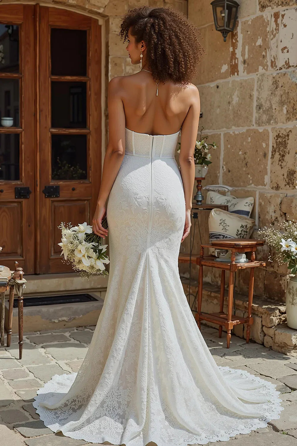 Mermaid/Trumpet Corset Sleeveless Sweep/Brush Train Wedding Dress