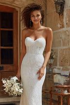 Mermaid/Trumpet Corset Sleeveless Sweep/Brush Train Wedding Dress