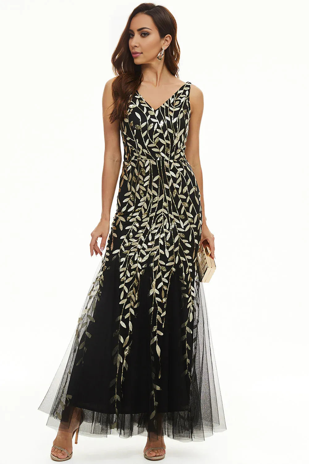 Mermaid V Neck Sleeveless Zipper Up Floor-Length Mother of the Bride Dress