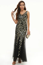 Mermaid V Neck Sleeveless Zipper Up Floor-Length Mother of the Bride Dress