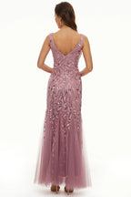 Mermaid V Neck Sleeveless Zipper Up Floor-Length Mother of the Bride Dress