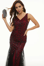 Mermaid V Neck Sleeveless Zipper Up Floor-Length Mother of the Bride Dress
