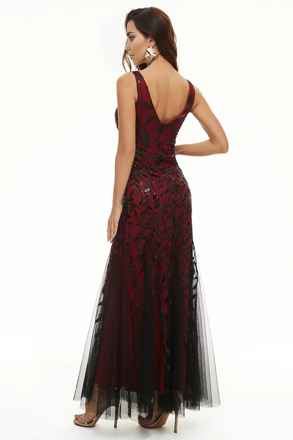 Mermaid V Neck Sleeveless Zipper Up Floor-Length Mother of the Bride Dress