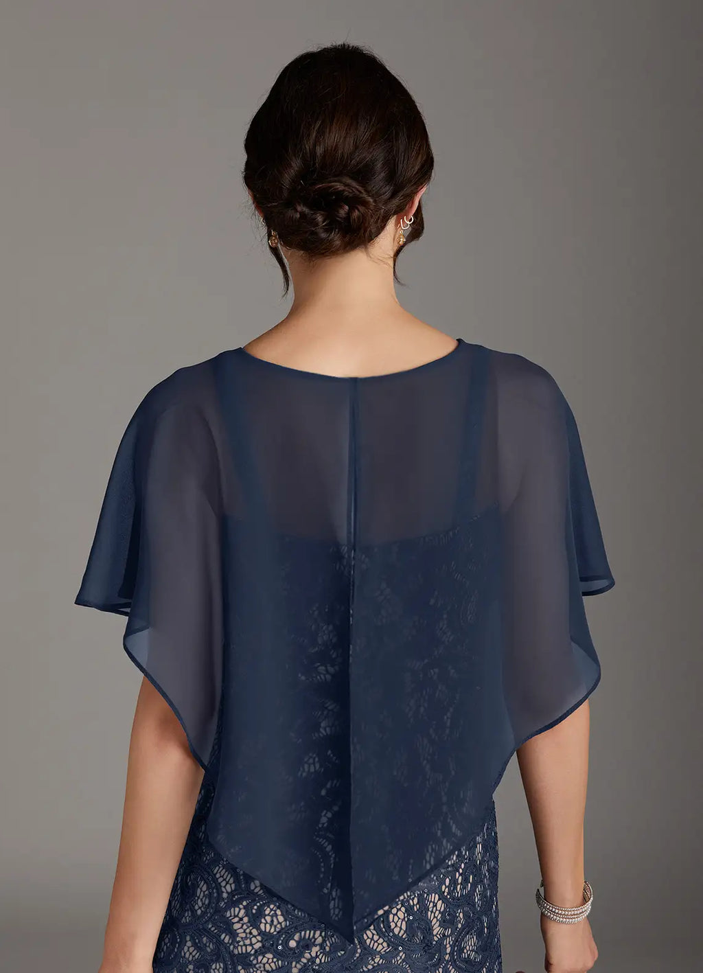 Sheath Boat-Neck Flutter Sleeve Back Zip Floor-Length Mother of the Bride Dress