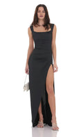 Sheath/Column Cowl Neck Open Back Up Floor-Length Prom Dress