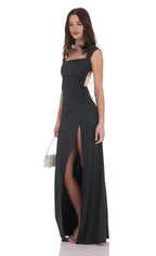 Sheath/Column Cowl Neck Open Back Up Floor-Length Prom Dress