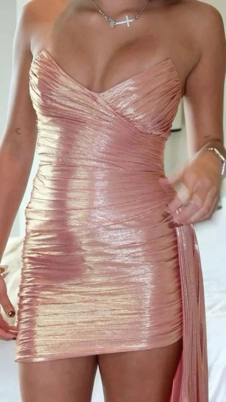 Sheath/Column Strapless Sleeveless Side Zip Short-Mini Homecoming Dress