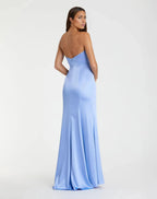 Sheath/Column Strapless Sleeveless Zipper Up Floor-Length Prom Dress