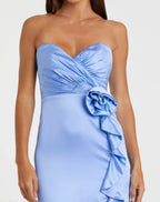 Sheath/Column Strapless Sleeveless Zipper Up Floor-Length Prom Dress