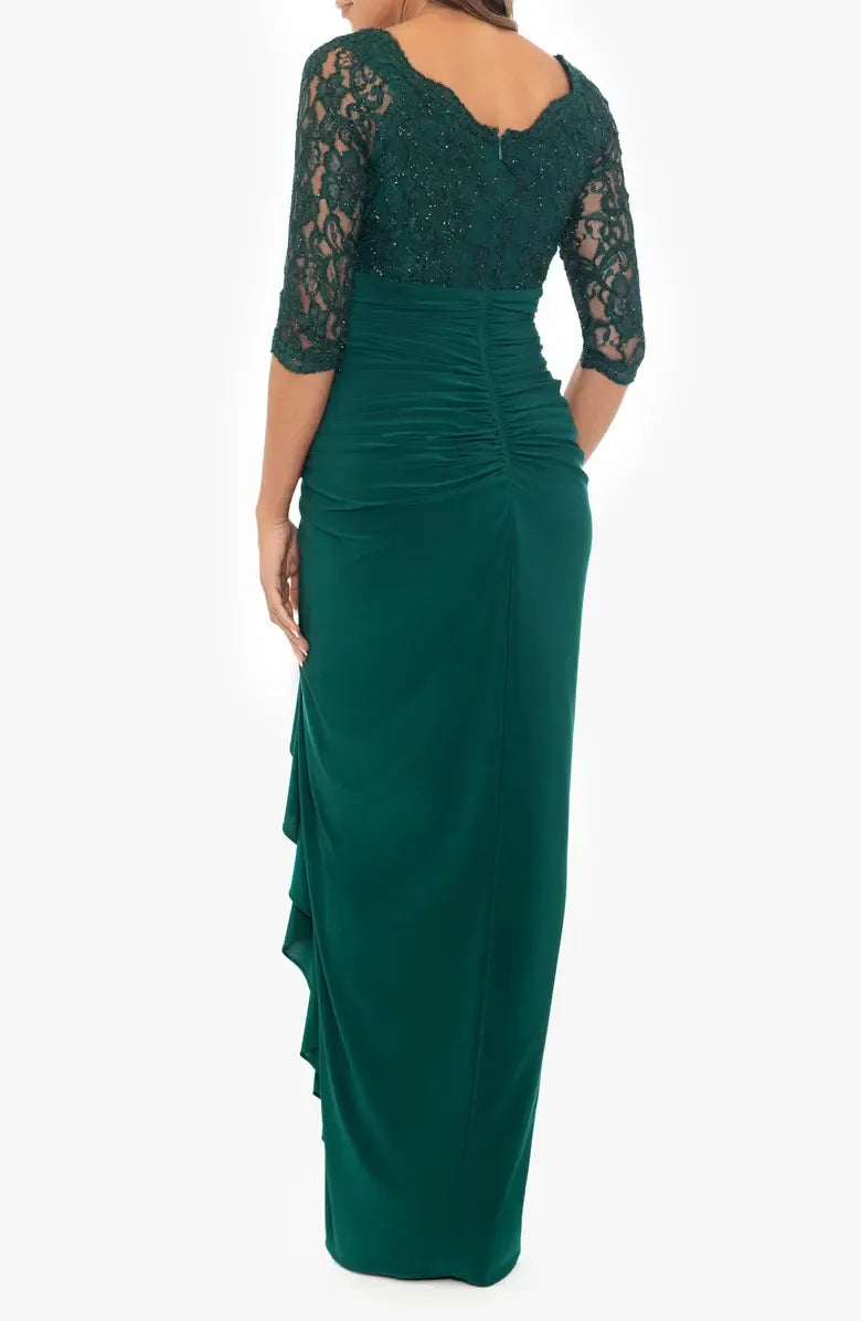 Sheath Scoop Neck Long Sleeve Floor-Length Mother of the Bride Dress