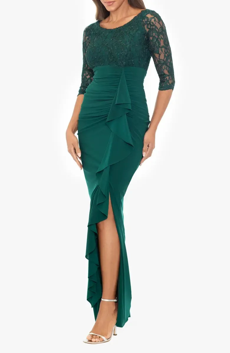 Sheath Scoop Neck Long Sleeve Floor-Length Mother of the Bride Dress