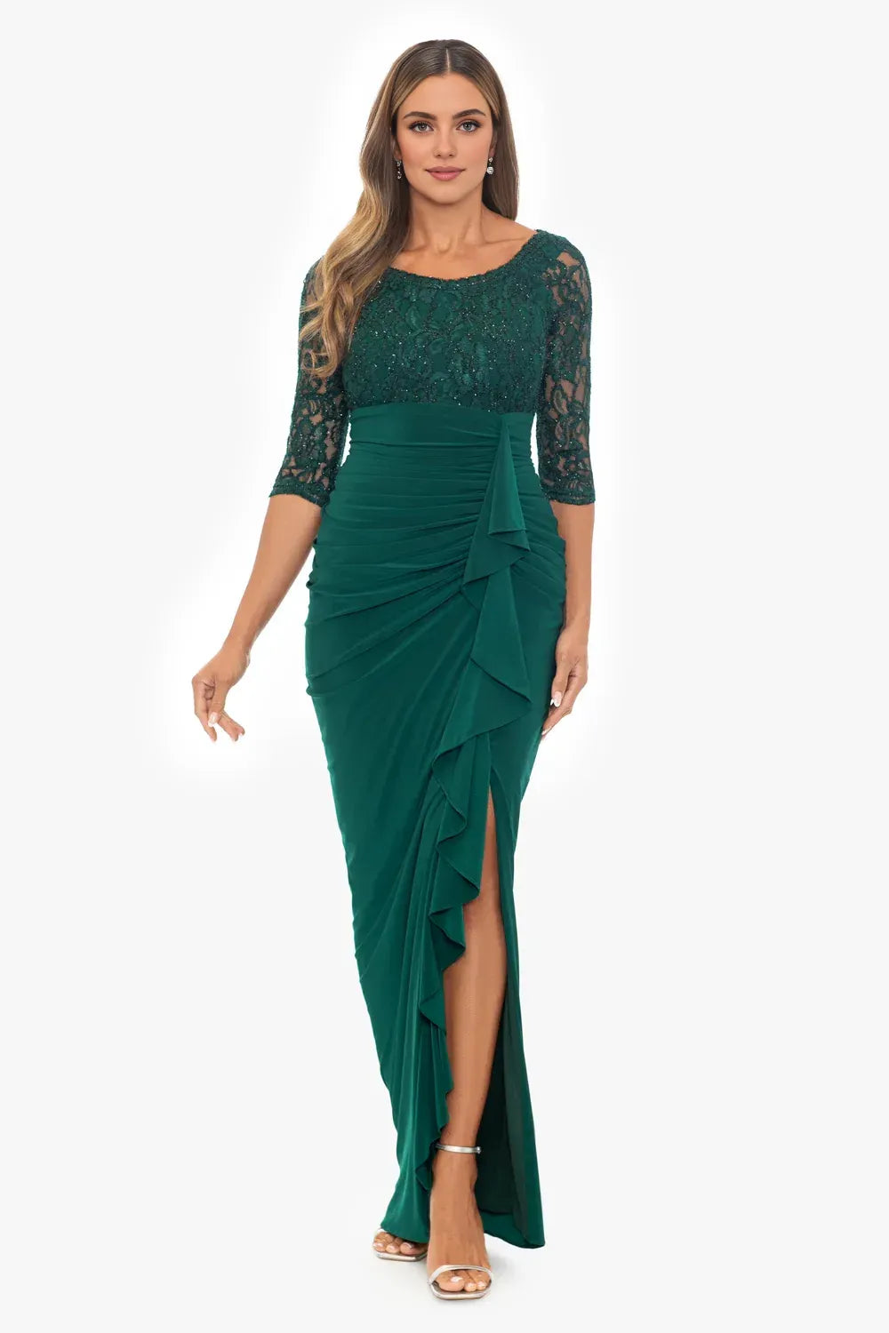 Sheath Scoop Neck Long Sleeve Floor-Length Mother of the Bride Dress
