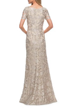 Sheath Scoop Neck Short Sleeves Zipper Up Floor-Length Mother of the Bride Dress