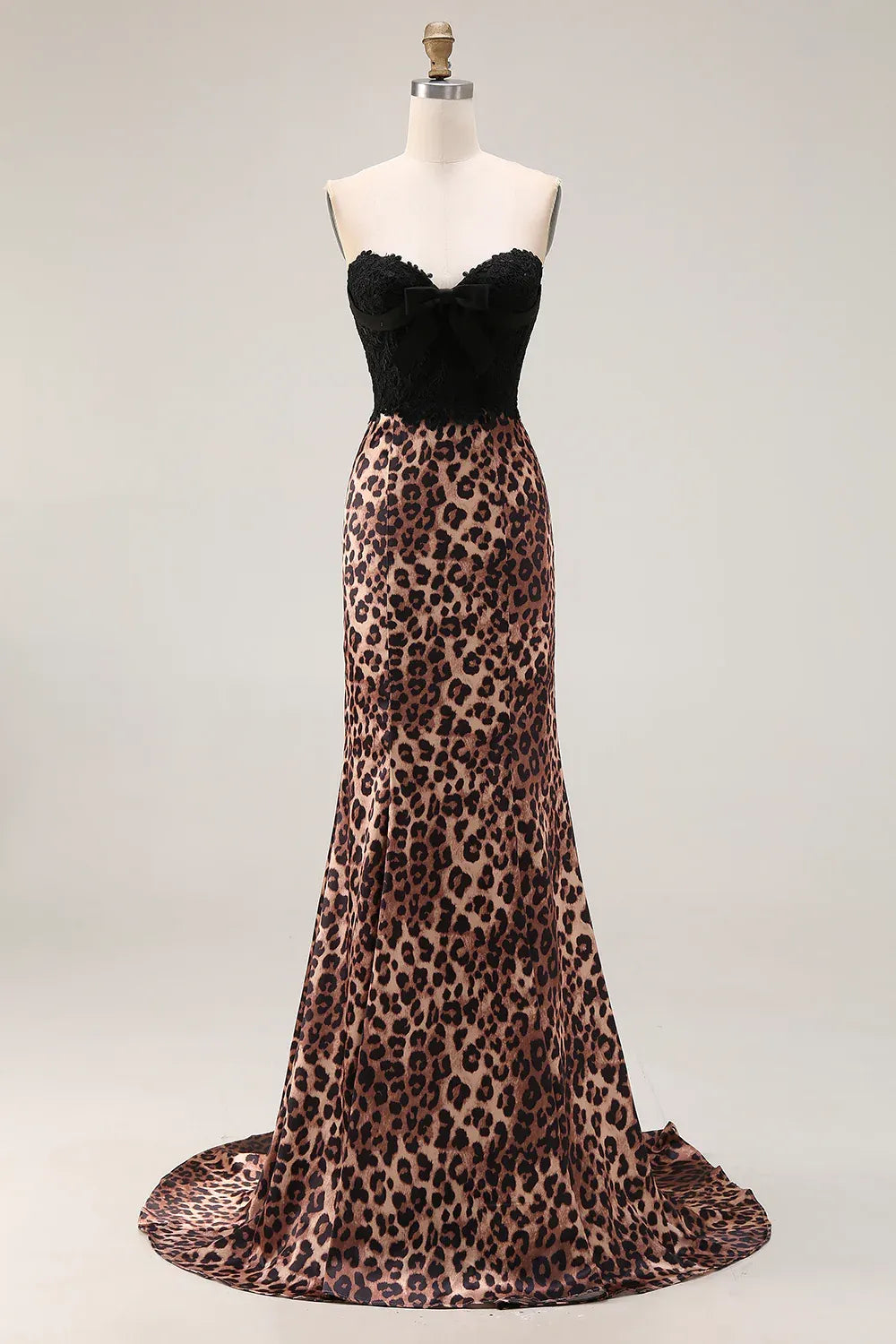 Sweetheart Mermaid Sleeveless Leopard Print Floor-Length Plus Size Prom Dress