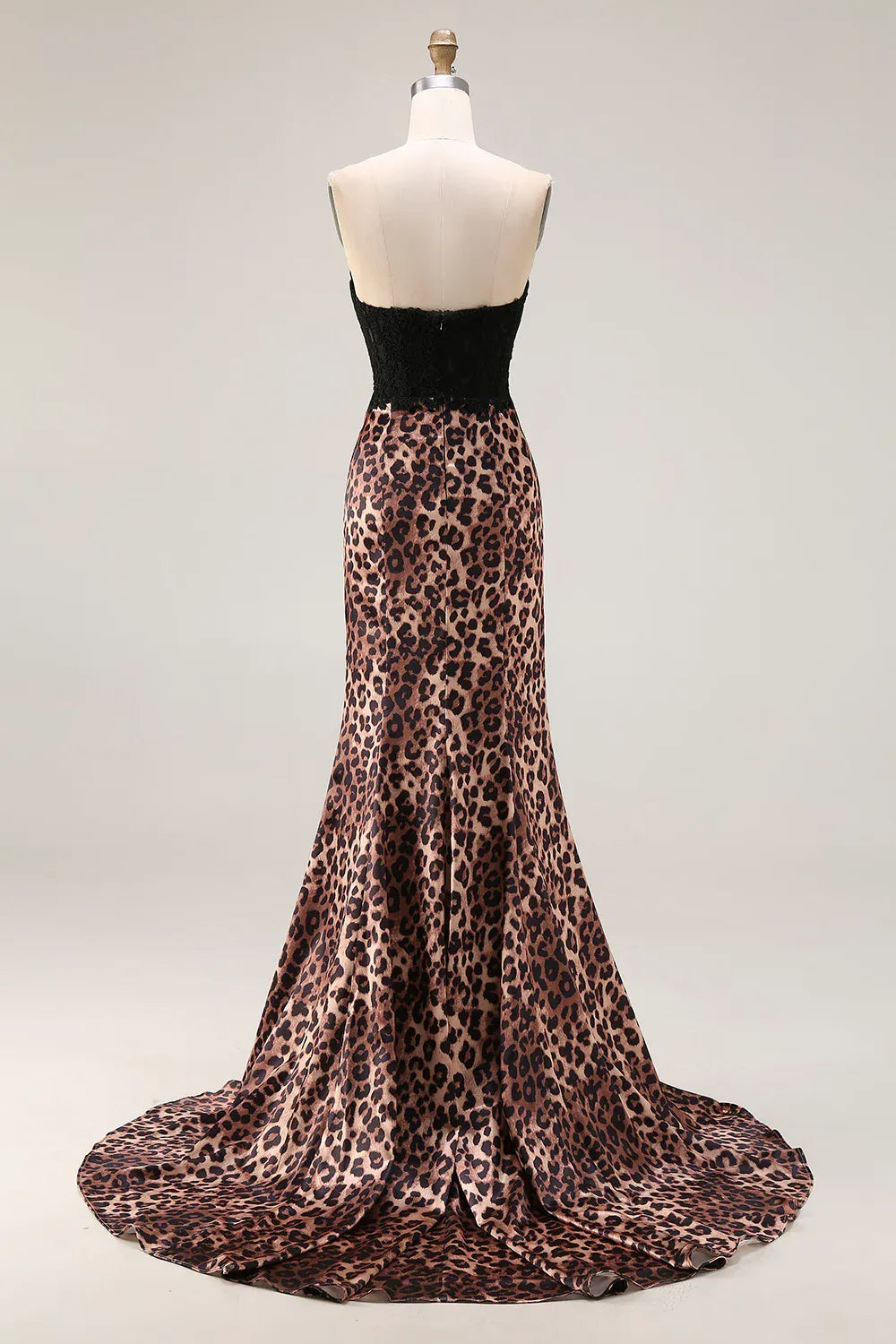Sweetheart Mermaid Sleeveless Leopard Print Floor-Length Plus Size Prom Dress