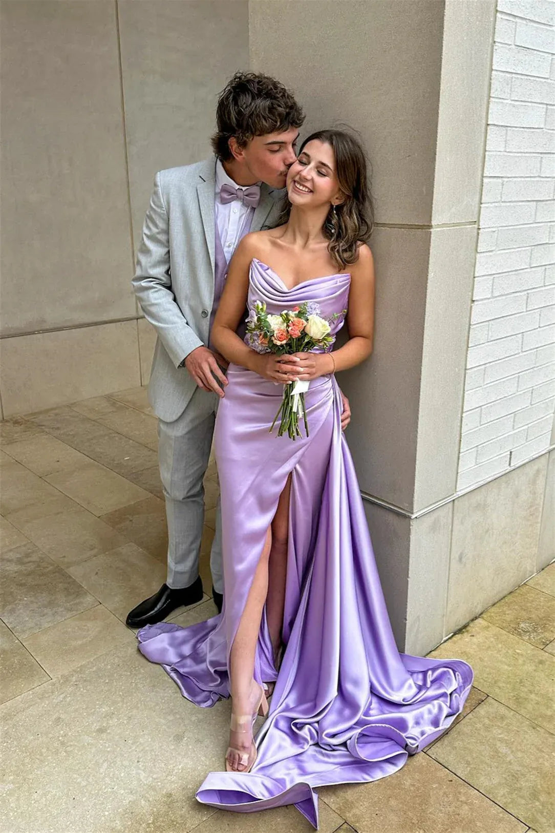 V Neck Sleeveless Fitted Pleated Long Prom Dress