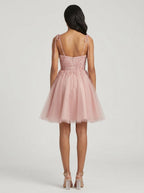 Dusty Pink A-Line Sweetheart Beaded Appliques Dusty Short Homecoming Dress