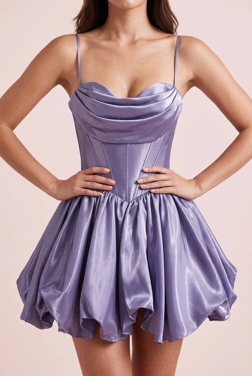 Lilac Playful A-Line Sweetheart Short Homecoming Dress With Bubble Hem