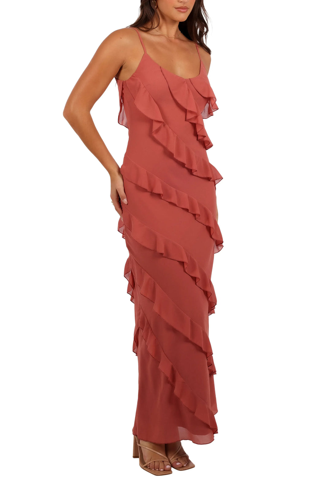 Sheath Spaghetti Straps Sleeveless Ankle-Length Prom Dress