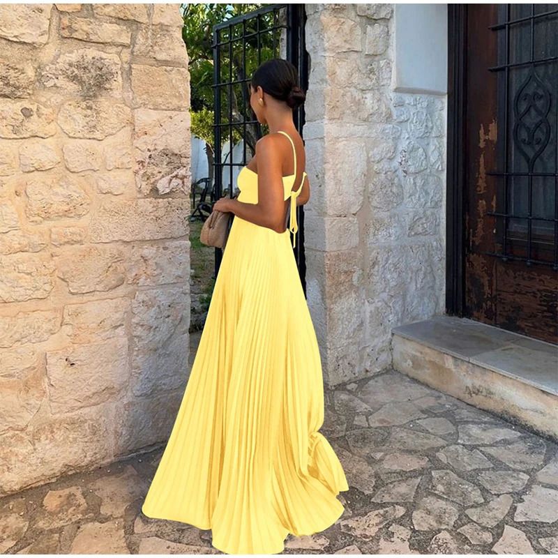 Best Sellers Spaghetti Straps Sleeveless A-Line Cutout Back Long Prom Dress