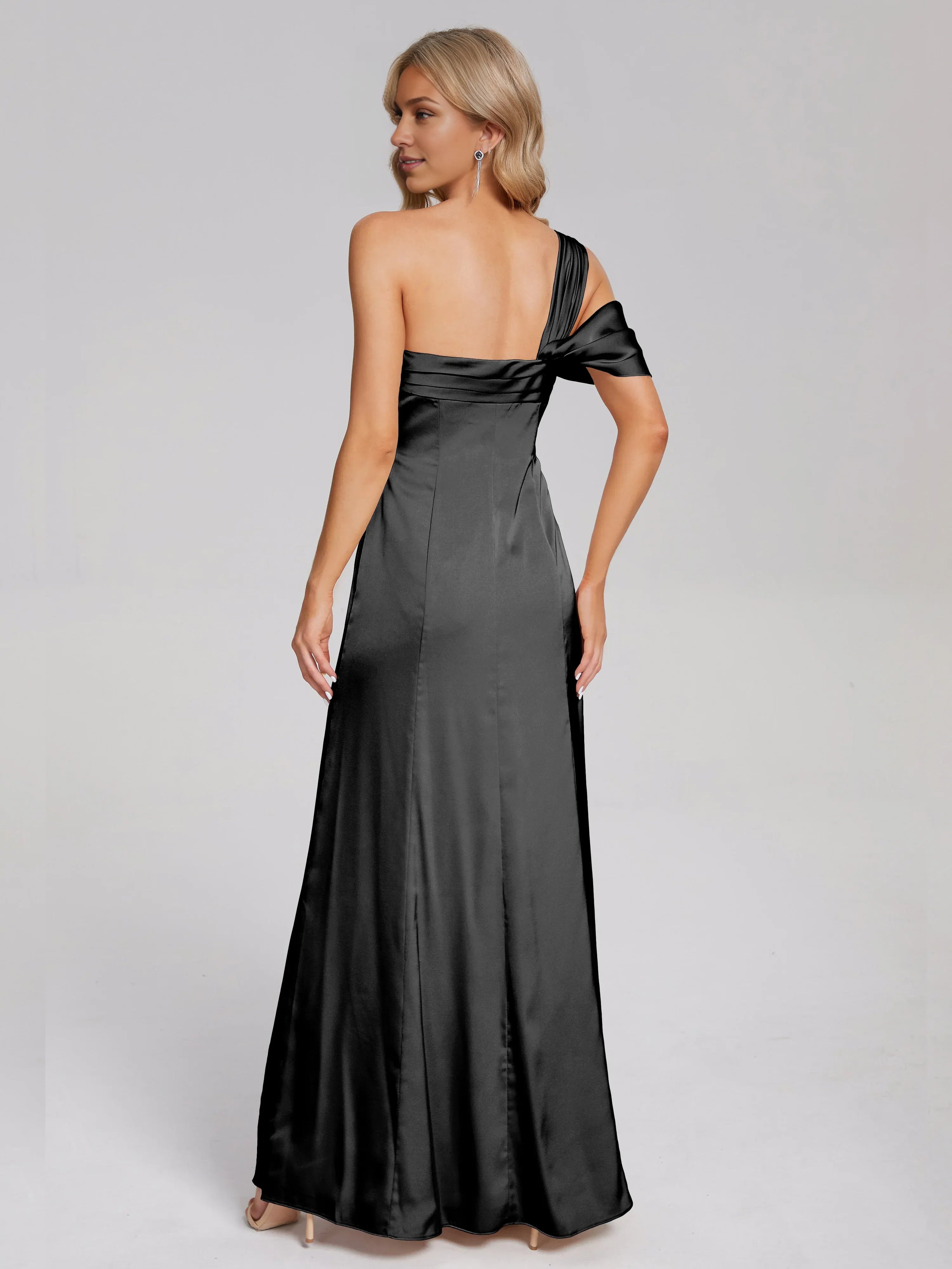 Column/Sheath One Shoulder Sleeveless Backless Floor Length Prom Dress