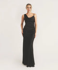 Dress Minimalist Cowl Front Asymmetrical Bridesmaid Dress Maxi Dress Solid Color Sleeveless Prom Dress