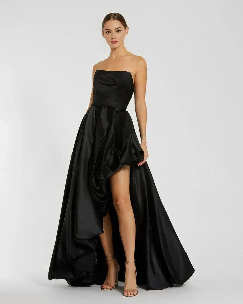 A-Line/Princess Strapless Sleeveless Zipper Up Sweep/Brush Train Prom Dress