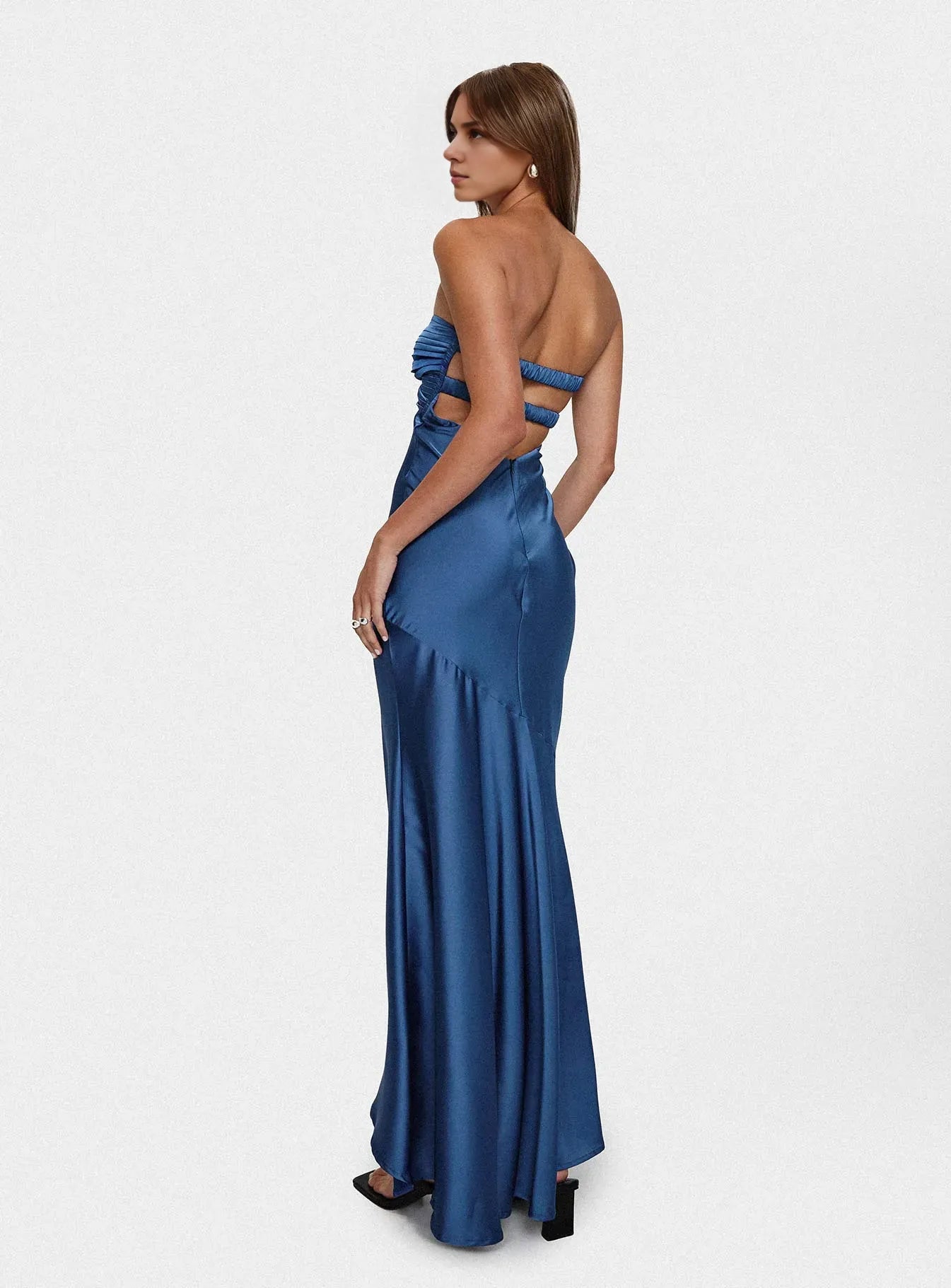 Strapless Cutout Asymmetric Sleeveless Prom Dress