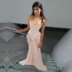Blush Pink Strapless Beaded Corset Mermaid Long Prom Dress