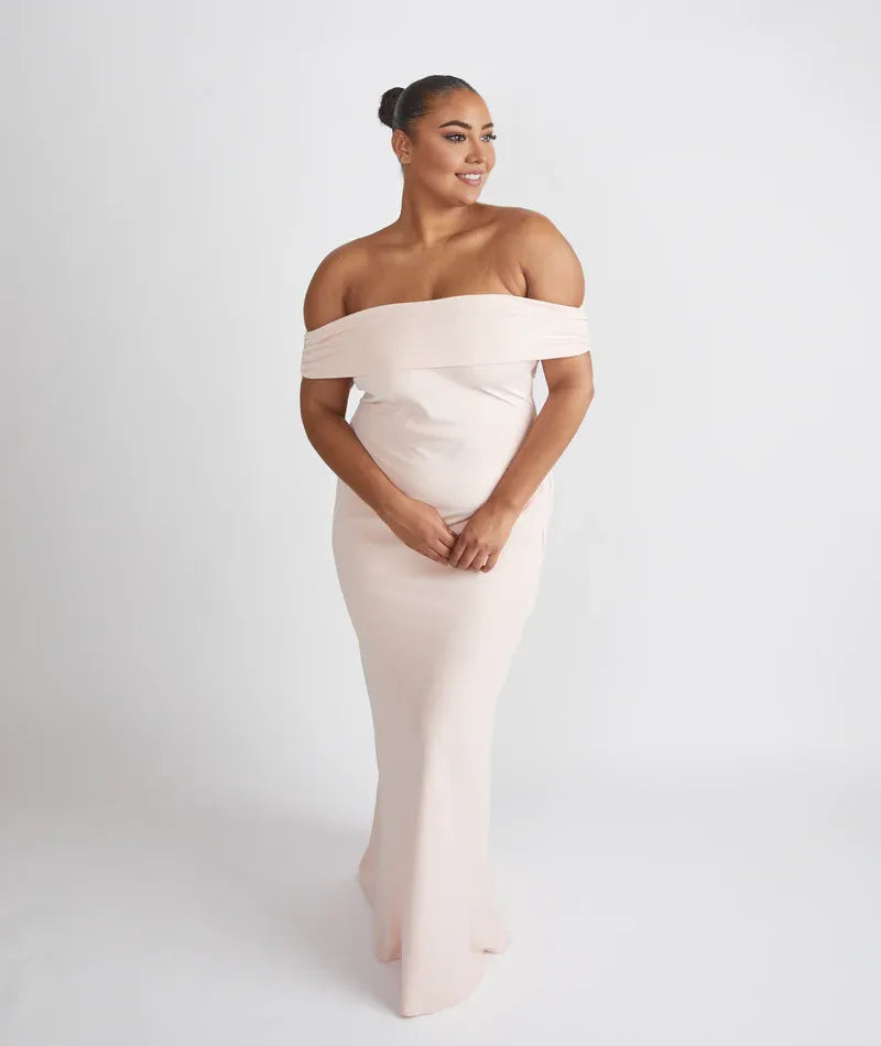 Dress Elegant Off the Shoulder Bridesmaid Dress Maxi Dress Solid Color Sage Sleeveless Column Prom Dress