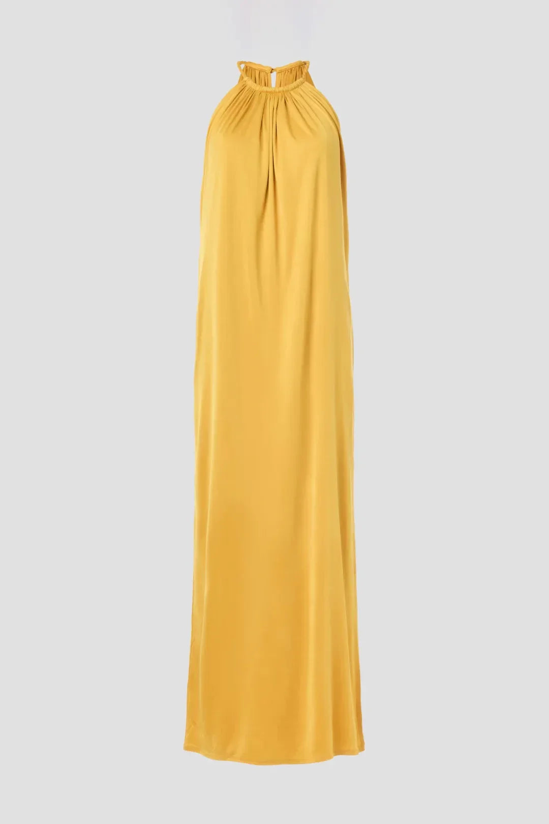 Bohemian A Line Halter Neck Sleeveless Draped Back Floor Length Plus Size Prom Dress