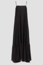 Bohemian A Line Square Neck Sleeveless Ruffle Hem Floor Length Plus Size Prom Dress