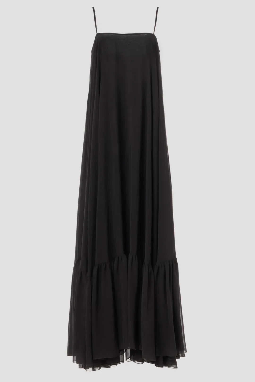 Bohemian A Line Square Neck Sleeveless Ruffle Hem Floor Length Plus Size Prom Dress