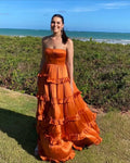 Bohemian A-Line Strapless Sleeveless Maxi Formal Dress