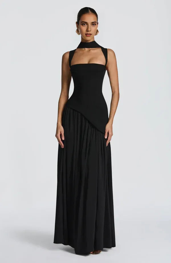 Bold A Line Square Neck Choker Strap Lace Up Back Floor Length For Sale Prom Dress