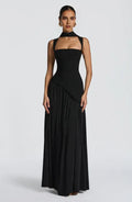 Bold A Line Square Neck Choker Strap Lace Up Back Floor Length For Sale Prom Dress