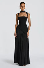 Bold A Line Square Neck Choker Strap Lace Up Back Floor Length For Sale Prom Dress