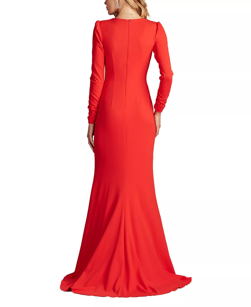 Bold Mermaid Deep V Neck Long Sleeve Knotn Detail Train Floor Length For Women Prom Dress
