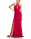 Bold Mermaid Halter Neck Cutout Detail Ruched Bodice Floor Length Hot Sale Prom Dress