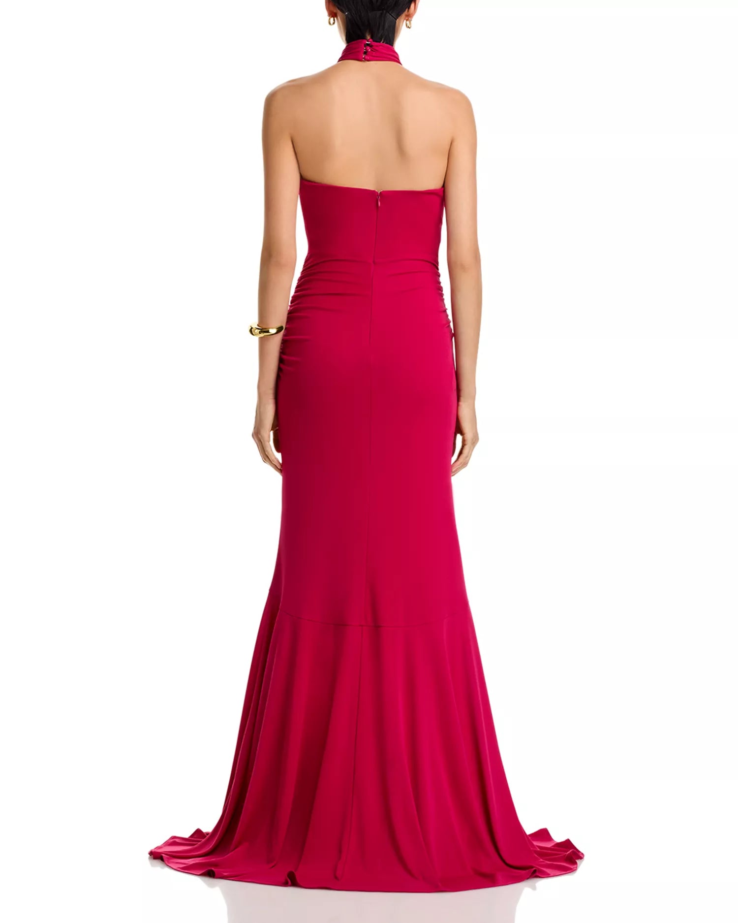 Bold Mermaid Halter Neck Cutout Detail Ruched Bodice Floor Length Hot Sale Prom Dress